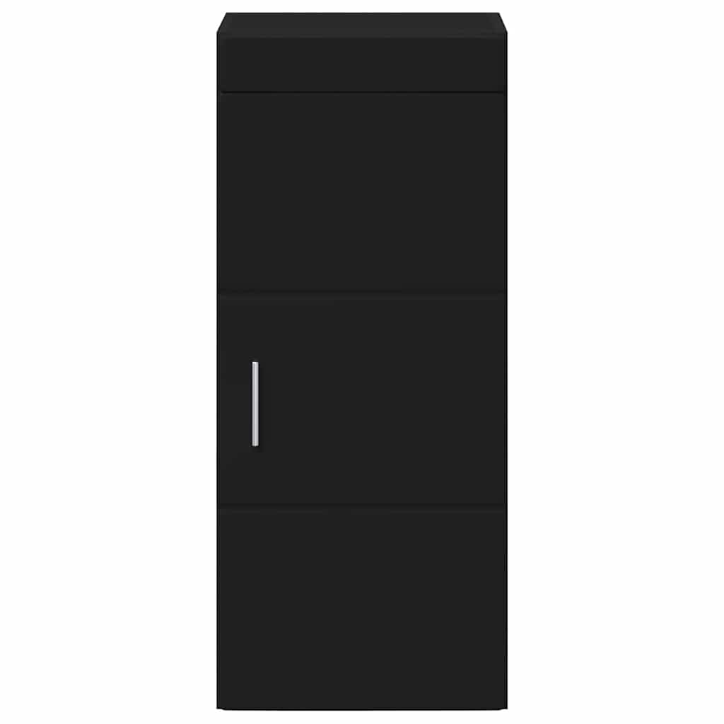vidaXL Badezimmer-Wandschrank mit Tür TULUM Schwarz 37 x 24,5 x 86 cm