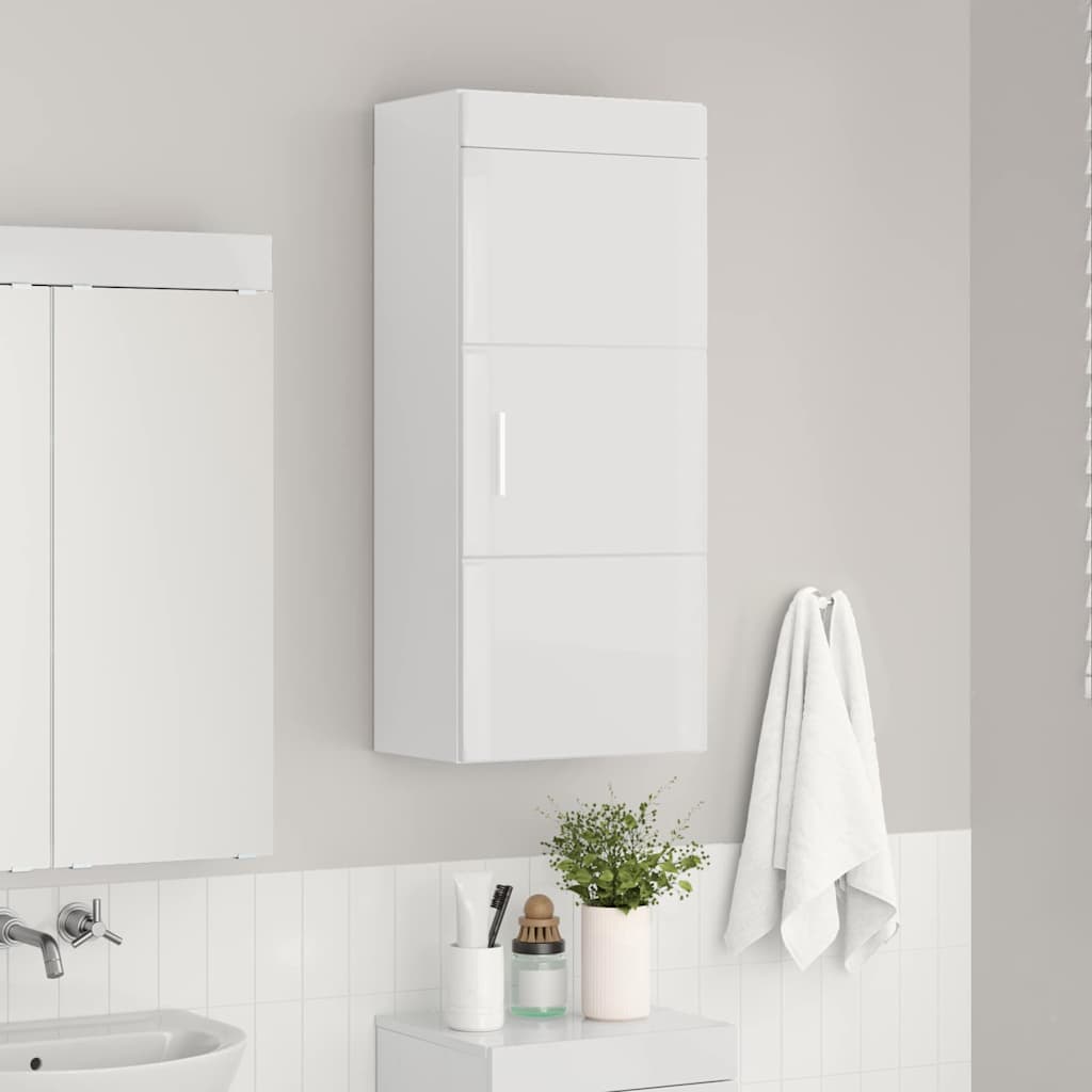 vidaXL Badezimmer-Wandschrank TULUM Hochglanz Weiß 37 x 24,5 x 86 cm