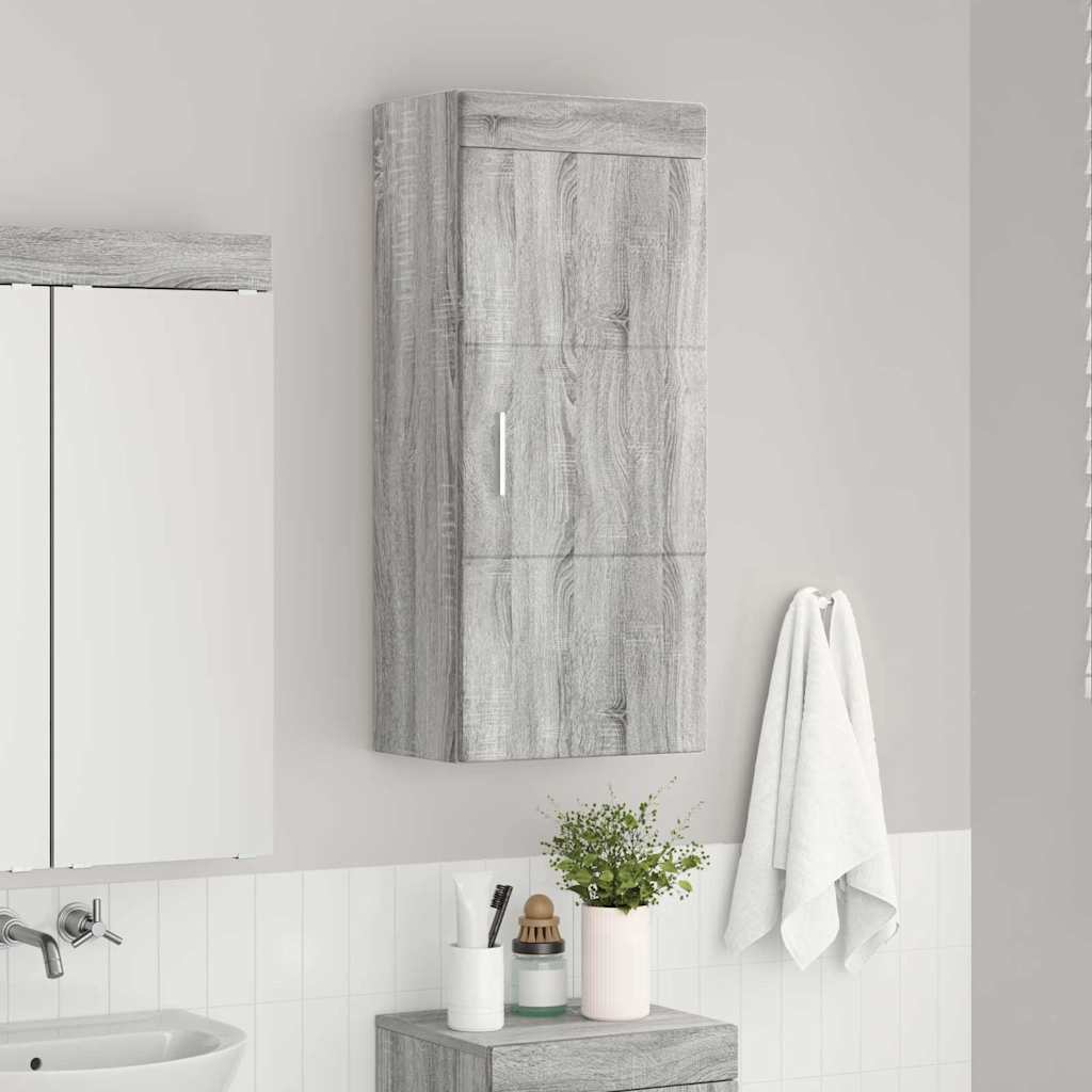 vidaXL Badezimmer-Wandschrank TULUM Graues Sonoma 37 x 24,5 x 86 cm