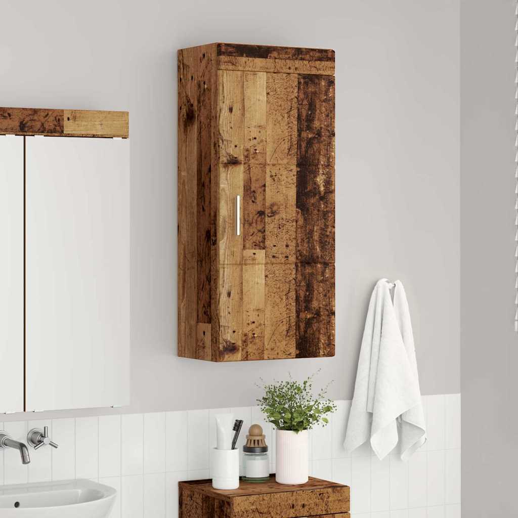 vidaXL Badezimmer-Wandschrank mit Tür TULUM Altholz 37 x 24,5 x 86 cm