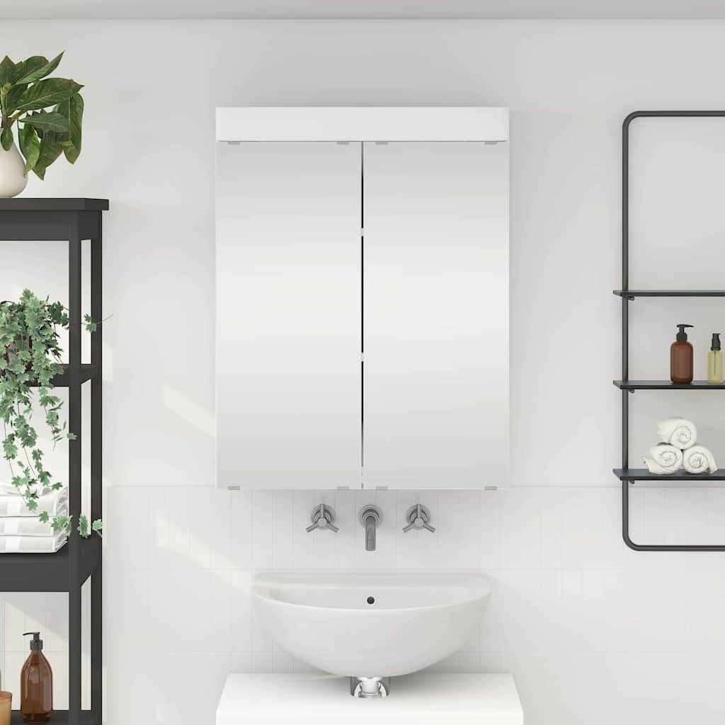vidaXL Badezimmerspiegelschrank mit Regal TULUM Weiß 60 x 16,5 x 78 cm