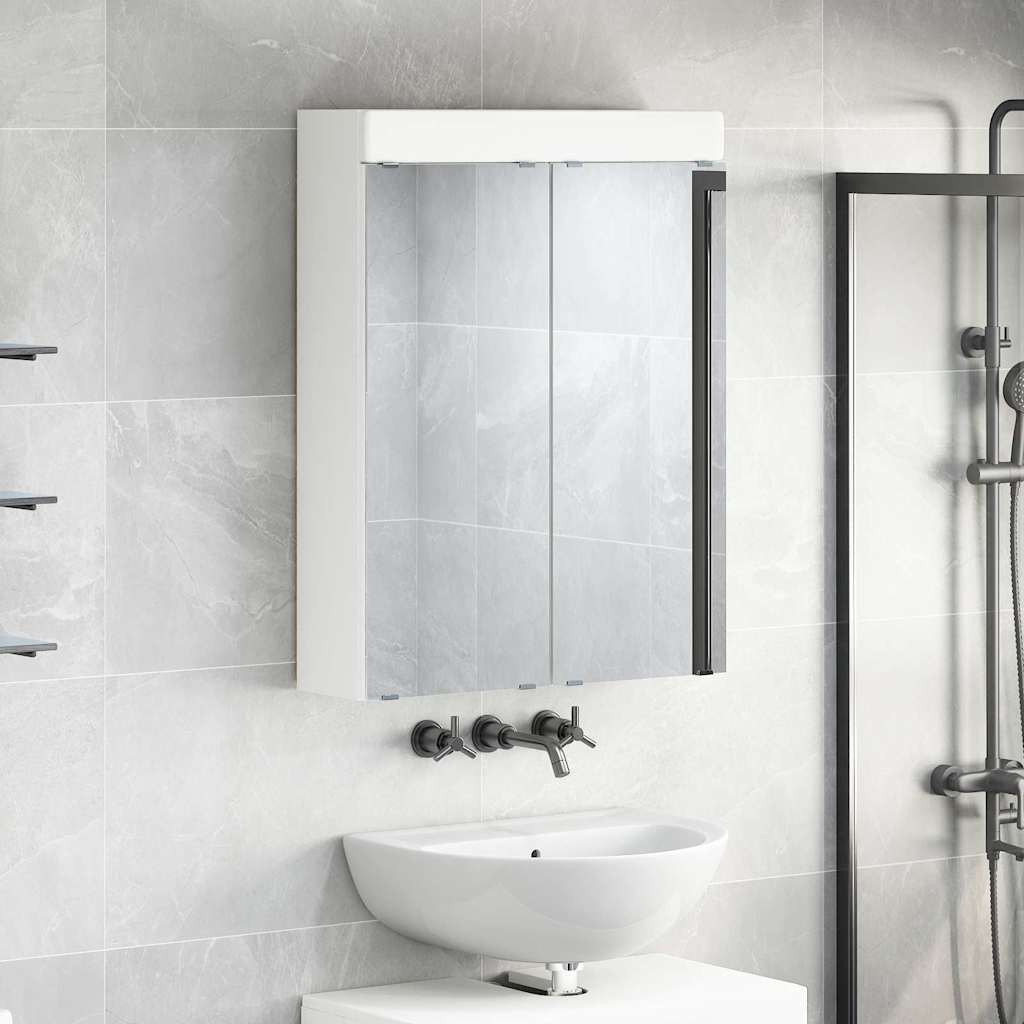vidaXL Badezimmerspiegelschrank mit Regal TULUM Weiß 60 x 16,5 x 78 cm