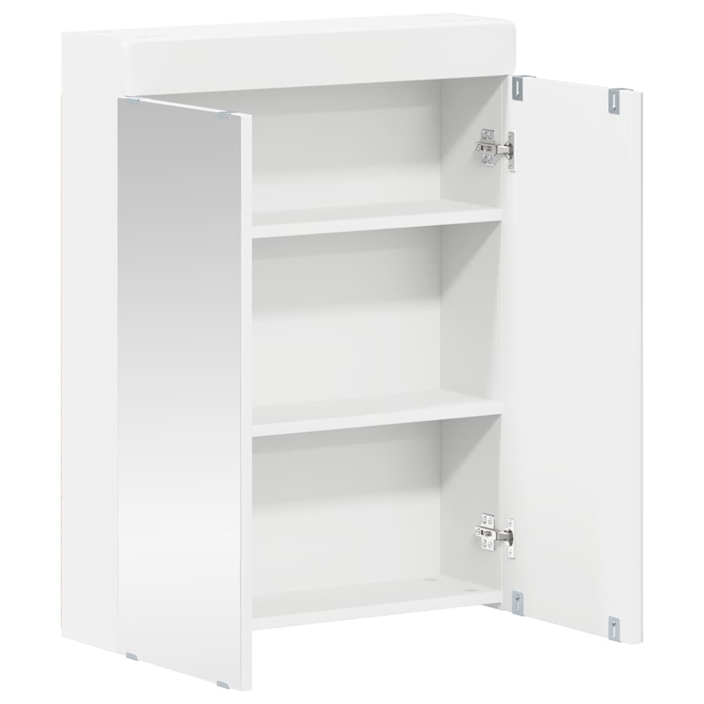 vidaXL Badezimmerspiegelschrank mit Regal TULUM Weiß 60 x 16,5 x 78 cm