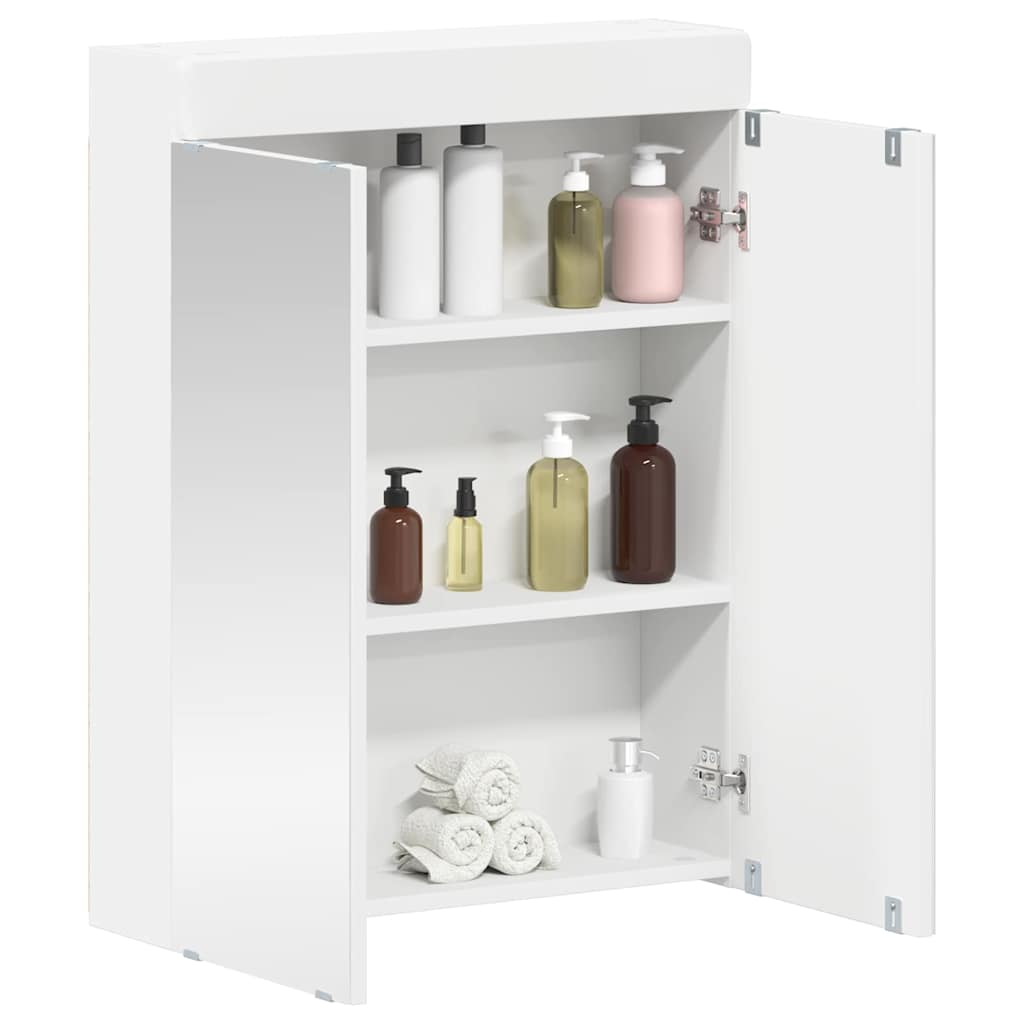 vidaXL Badezimmerspiegelschrank mit Regal TULUM Weiß 60 x 16,5 x 78 cm