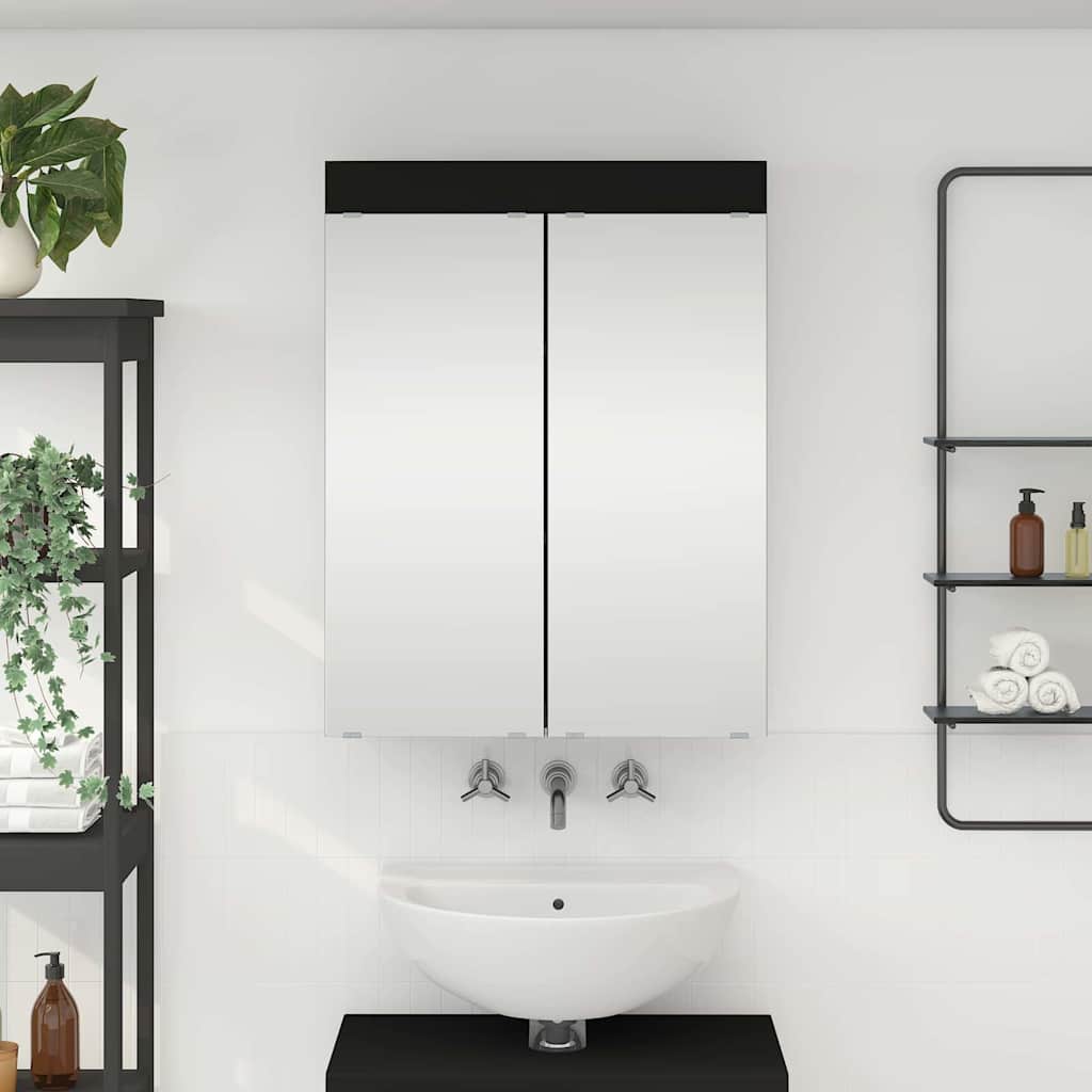 vidaXL Badezimmerspiegelschrank TULUM Schwarz 60 x 16,5 x 78 cm