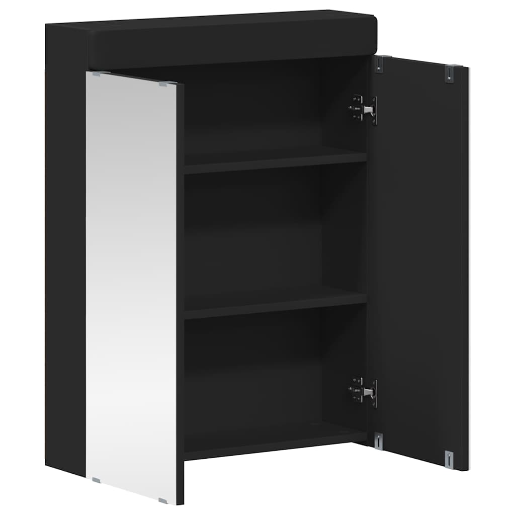 vidaXL Badezimmerspiegelschrank TULUM Schwarz 60 x 16,5 x 78 cm