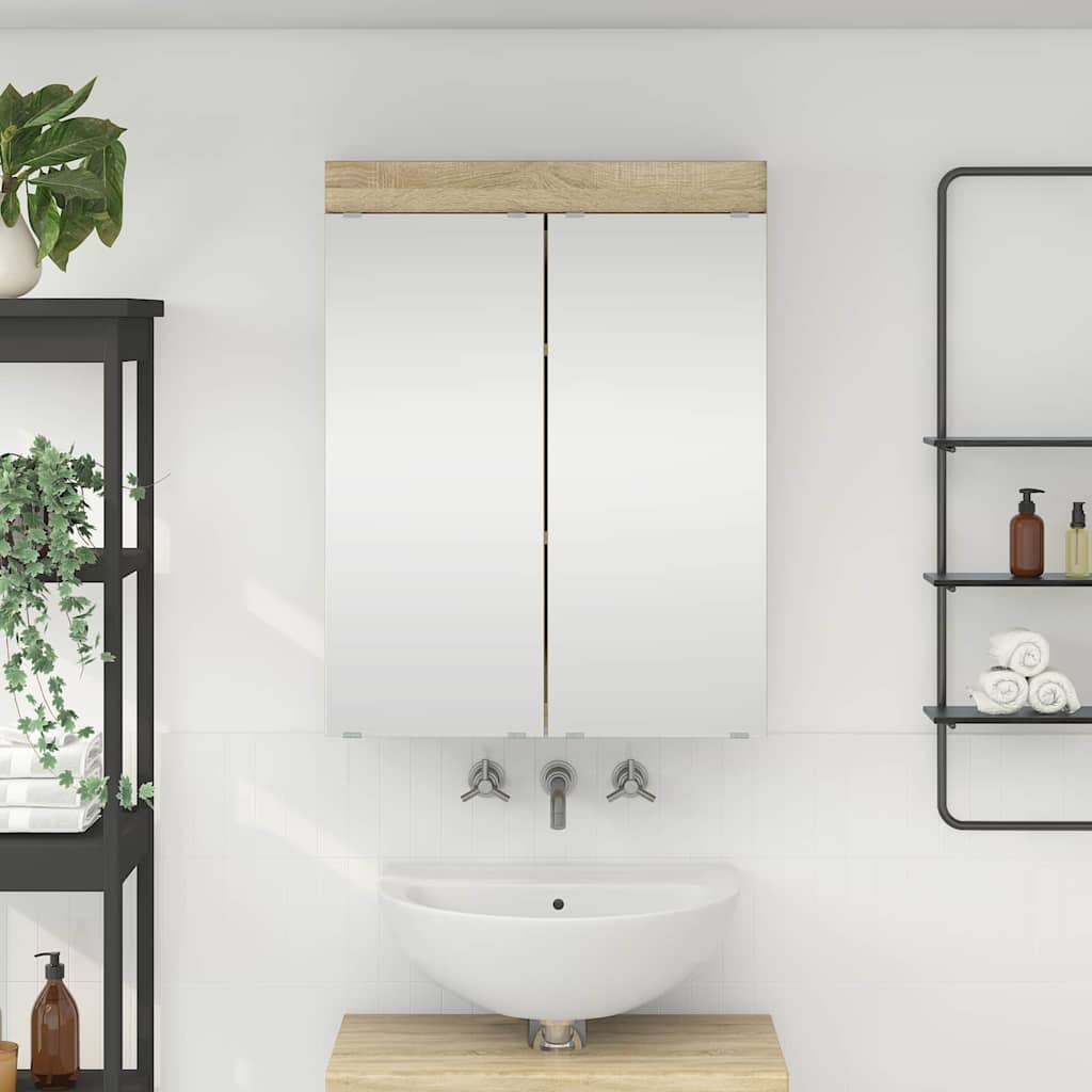 vidaXL Badezimmerspiegelschrank TULUM Sonoma-Eiche 60 x 16,5 x 78 cm