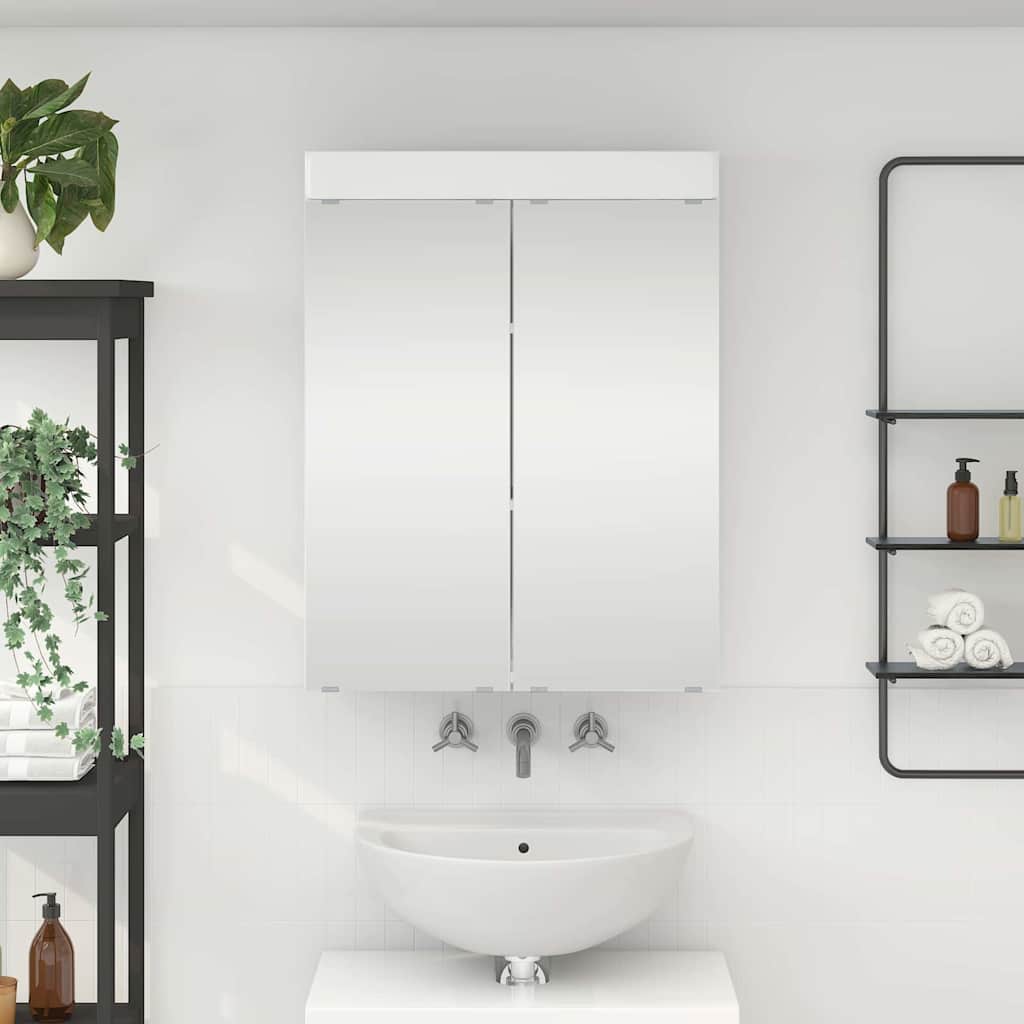 vidaXL Badezimmerspiegelschrank TULUM Hochglanz Weiß 60 x 16,5 x 78 cm