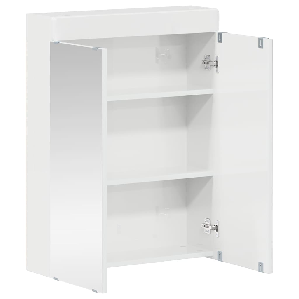 vidaXL Badezimmerspiegelschrank TULUM Hochglanz Weiß 60 x 16,5 x 78 cm