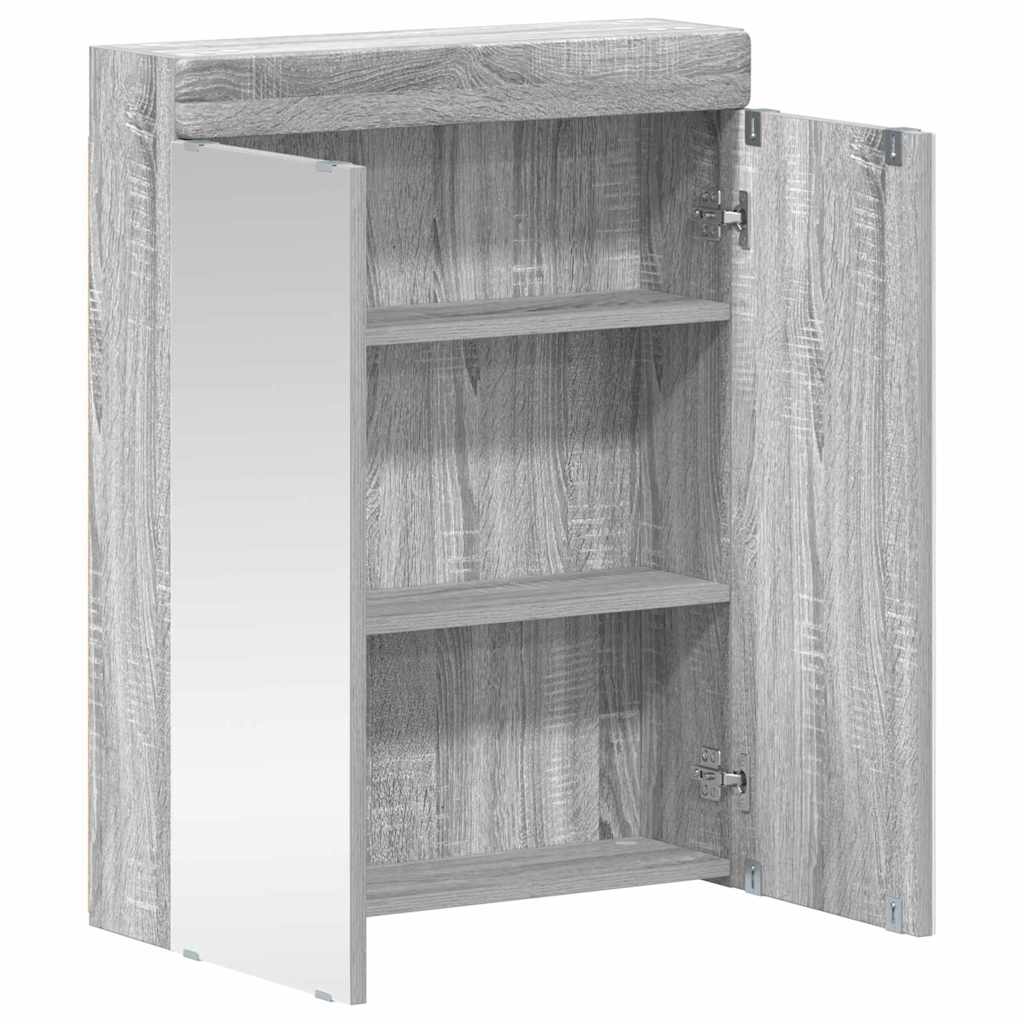 vidaXL Badezimmerspiegelschrank TULUM Graues Sonoma 60 x 16,5 x 78 cm