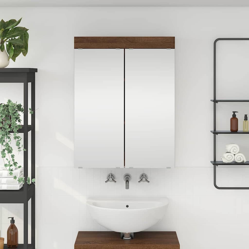 vidaXL Badezimmerspiegelschrank TULUM Braun Eichen-Optik Holzwerkstoff