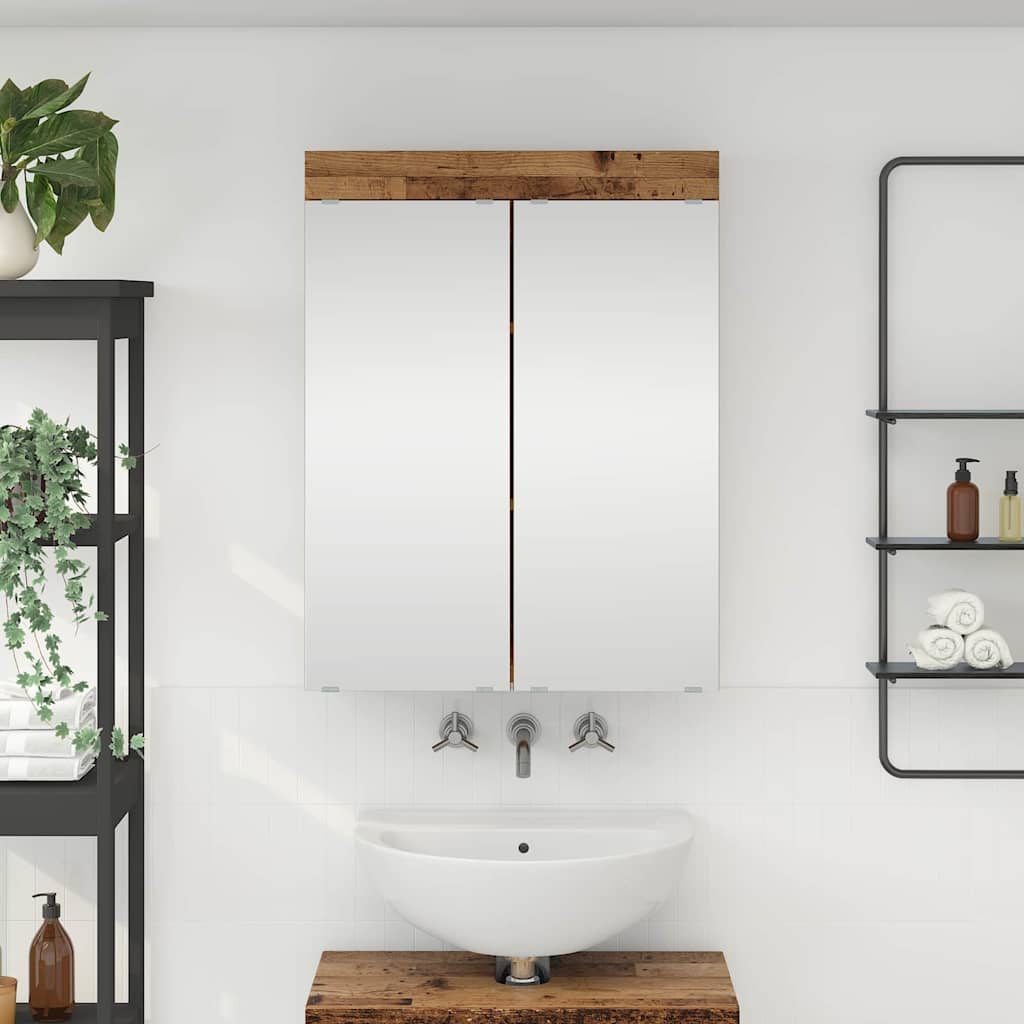 vidaXL Badezimmerspiegelschrank TULUM Altholz 60 x 16,5 x 78 cm