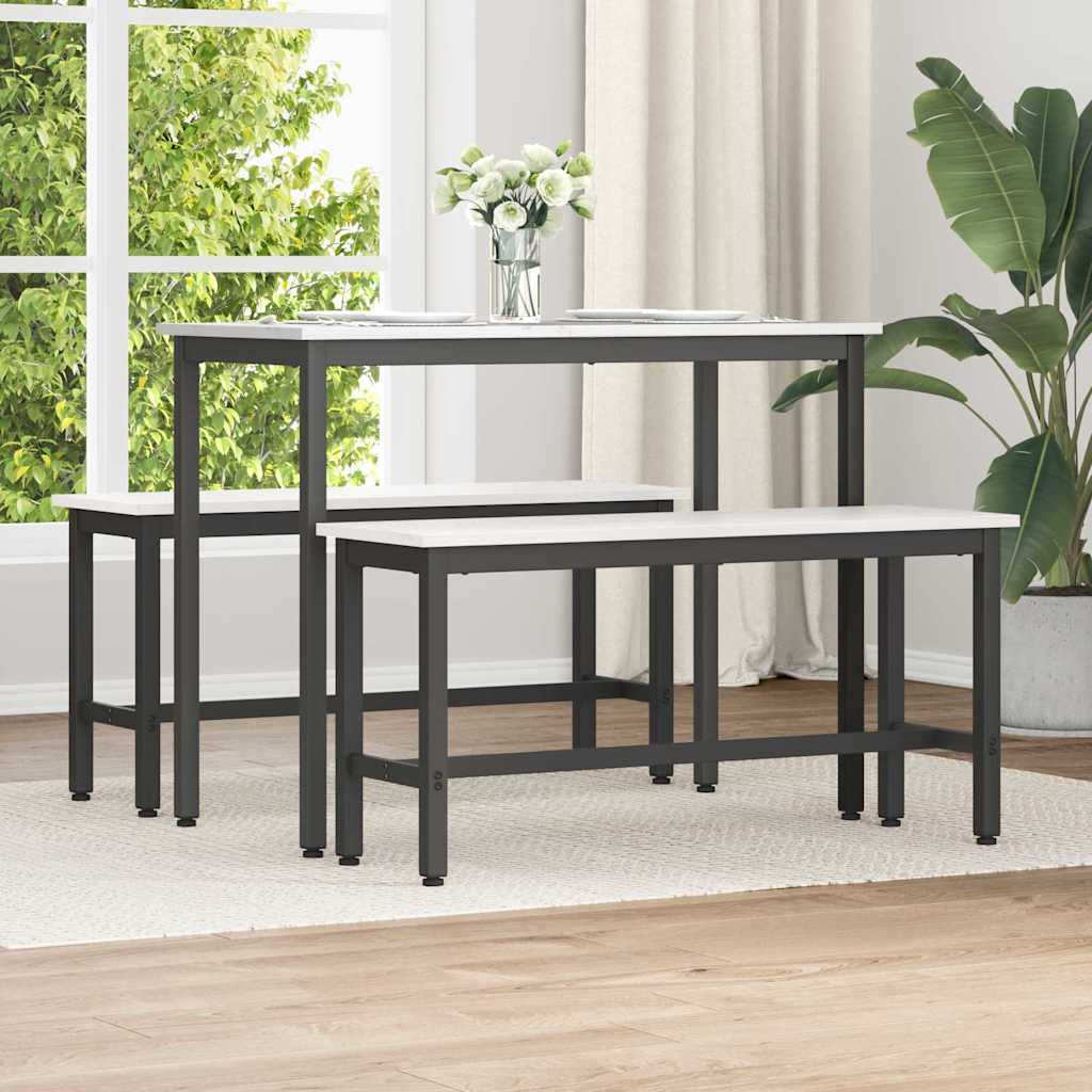 vidaXL Esstischbank 2 pcs Weiß 100 x 32,5 x 49 cm Massives Kiefernholz