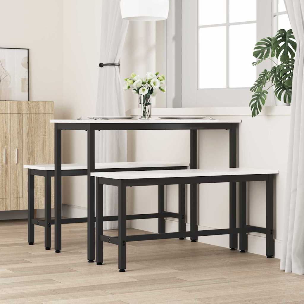vidaXL Esstischbank 2 pcs Weiß 100 x 32,5 x 49 cm Massives Kiefernholz
