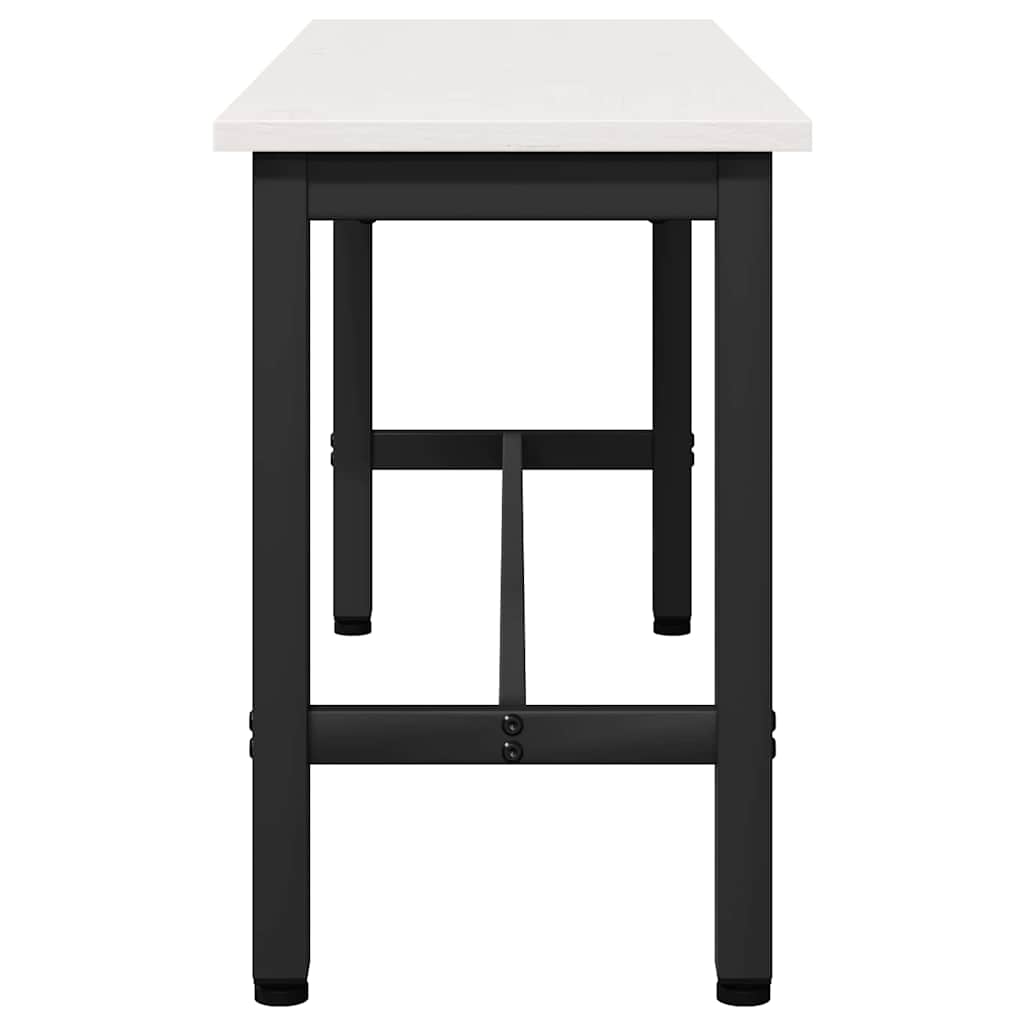vidaXL Esstischbank 2 pcs Weiß 100 x 32,5 x 49 cm Massives Kiefernholz