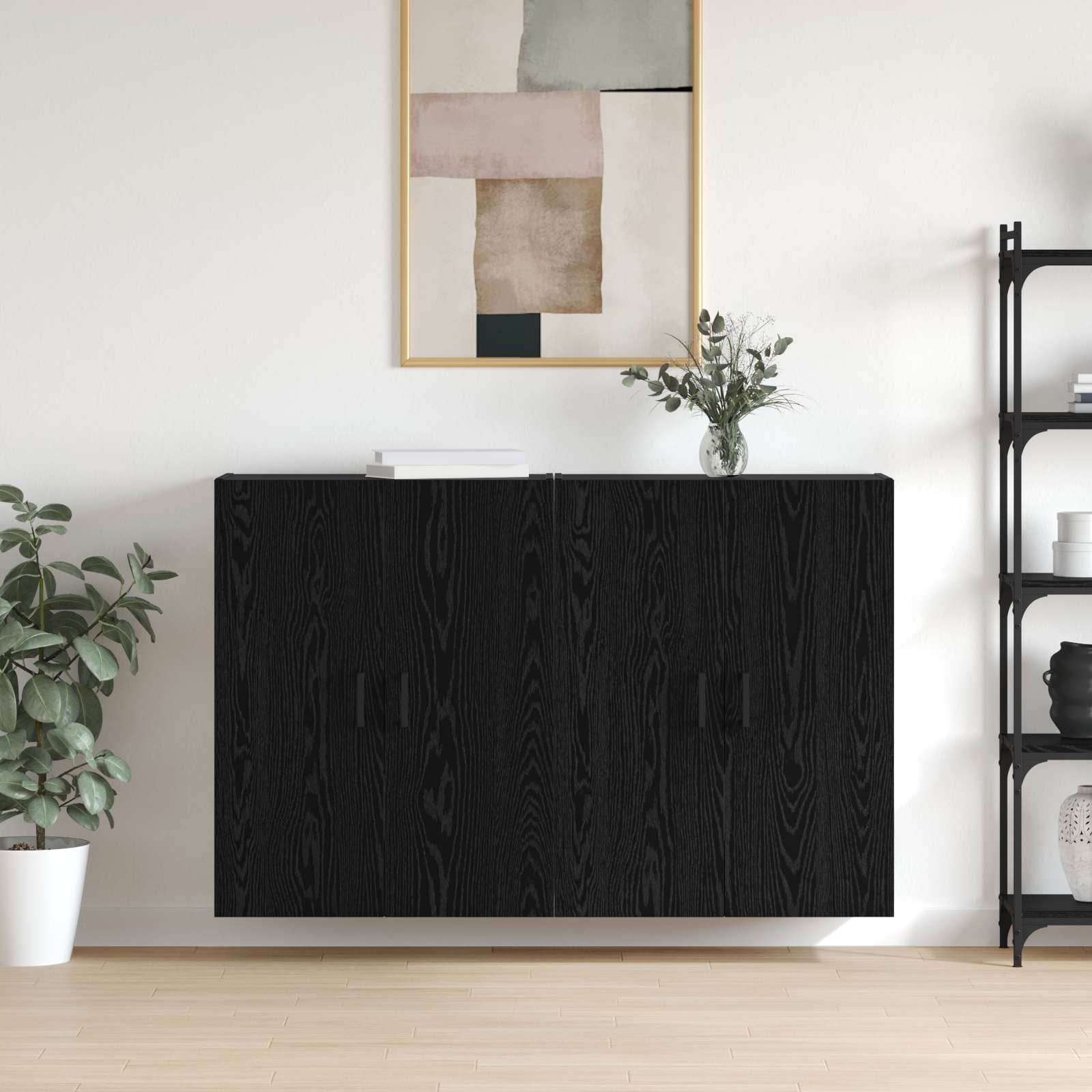 vidaXL Wandschrank 2 pcs Schwarz Eichen-Optik 69,5 x 34 x 90 cm