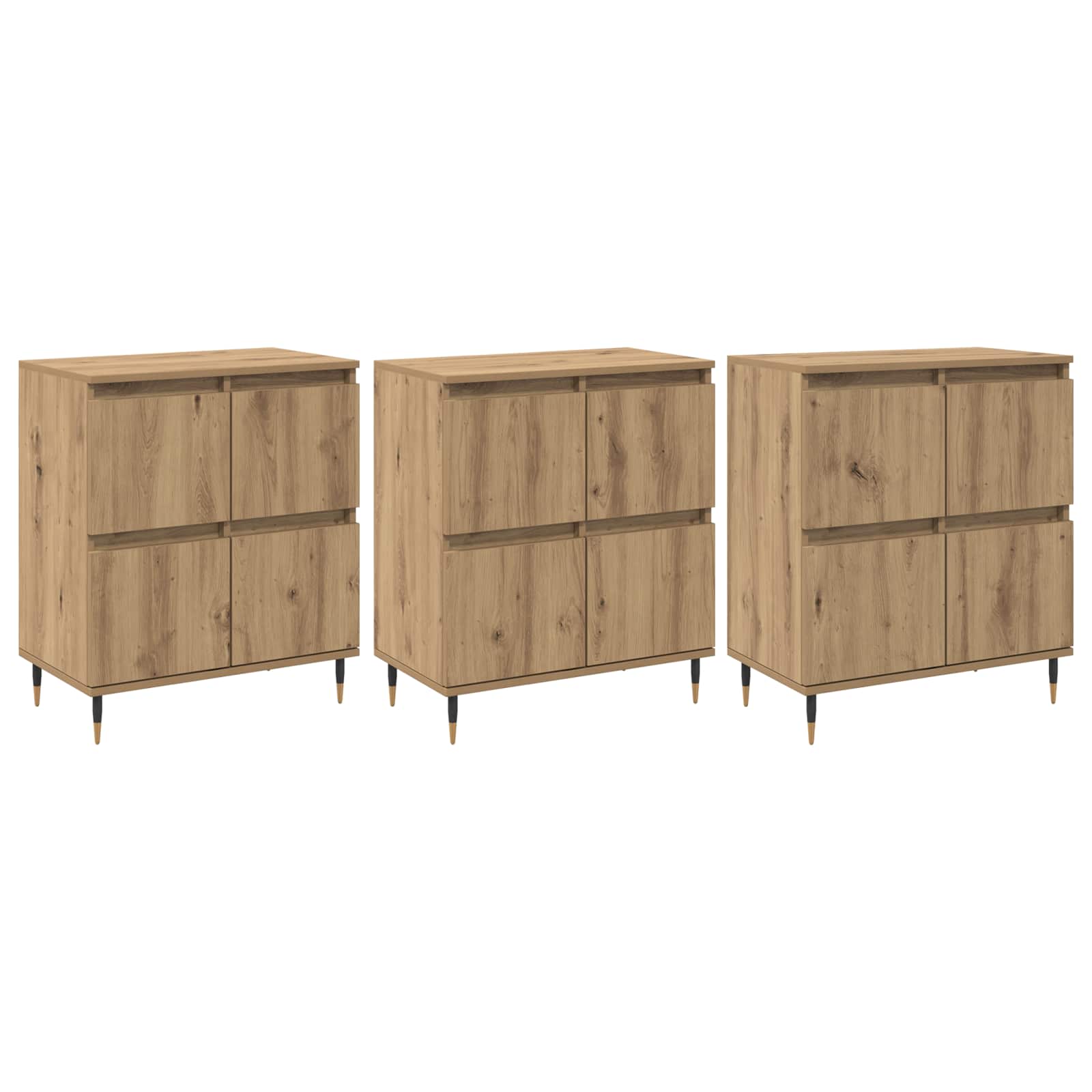 vidaXL Aufbewahrungsschrank 3 pcs Artisan-Eiche 60 x 35 x 70 cm