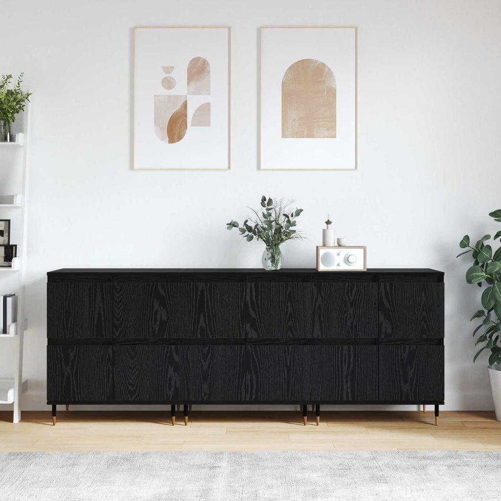 vidaXL Aufbewahrungsschrank 3 pcs Schwarz Eichen-Optik 60 x 35 x 70 cm