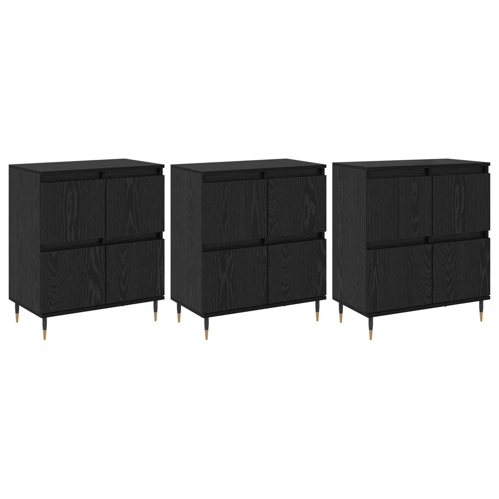 vidaXL Aufbewahrungsschrank 3 pcs Schwarz Eichen-Optik 60 x 35 x 70 cm
