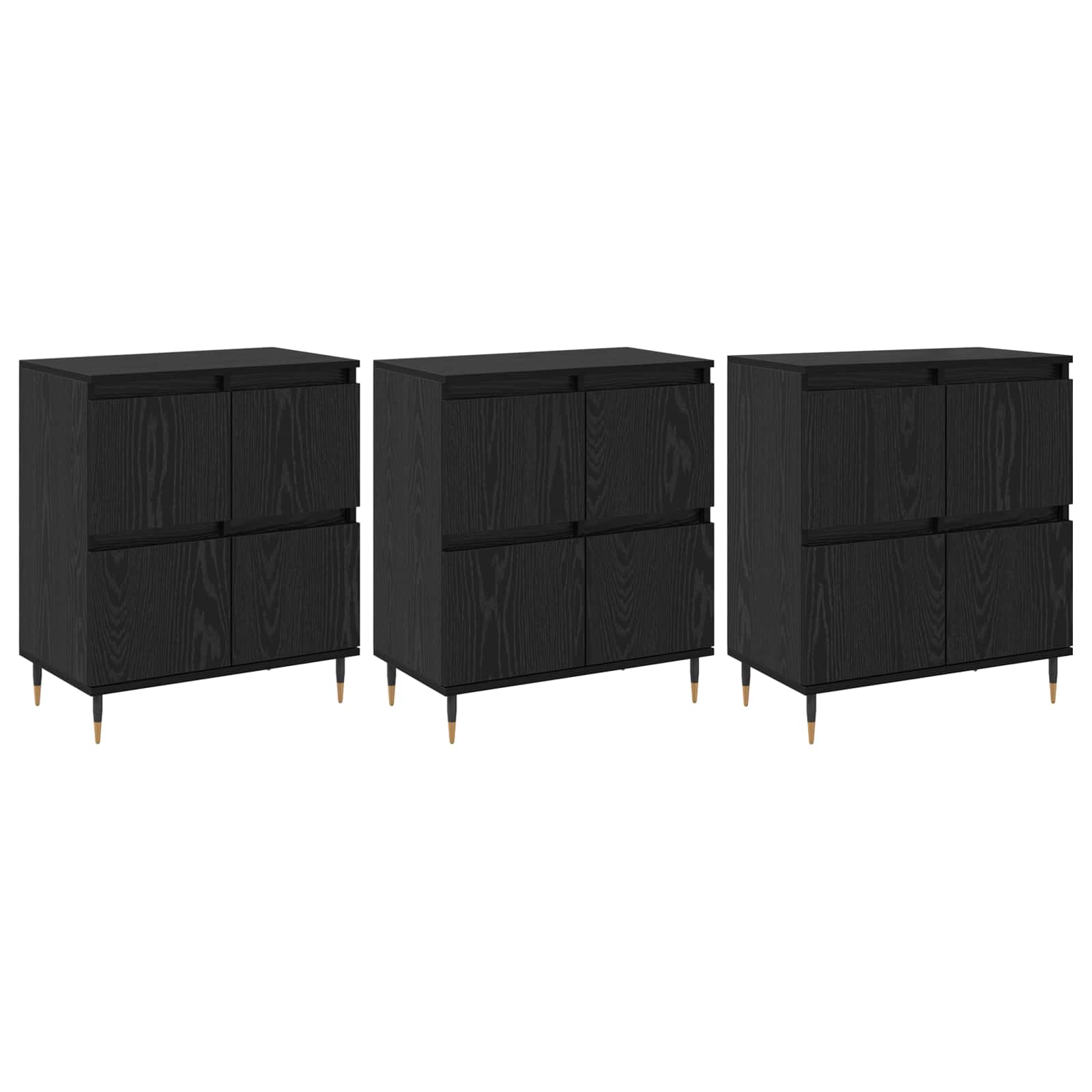 vidaXL Aufbewahrungsschrank 3 pcs Schwarz Eichen-Optik 60 x 35 x 70 cm