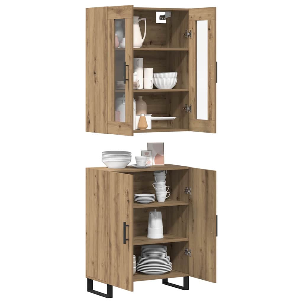 vidaXL Highboard 2 pcs Artisan-Eiche Holzwerkstoff