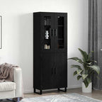 vidaXL Highboard 2 pcs Schwarz Eichen-Optik Holzwerkstoff