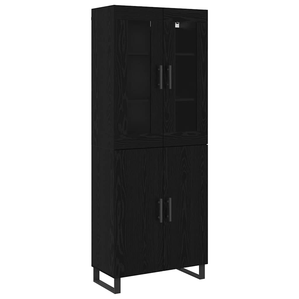 vidaXL Highboard 2 pcs Schwarz Eichen-Optik Holzwerkstoff