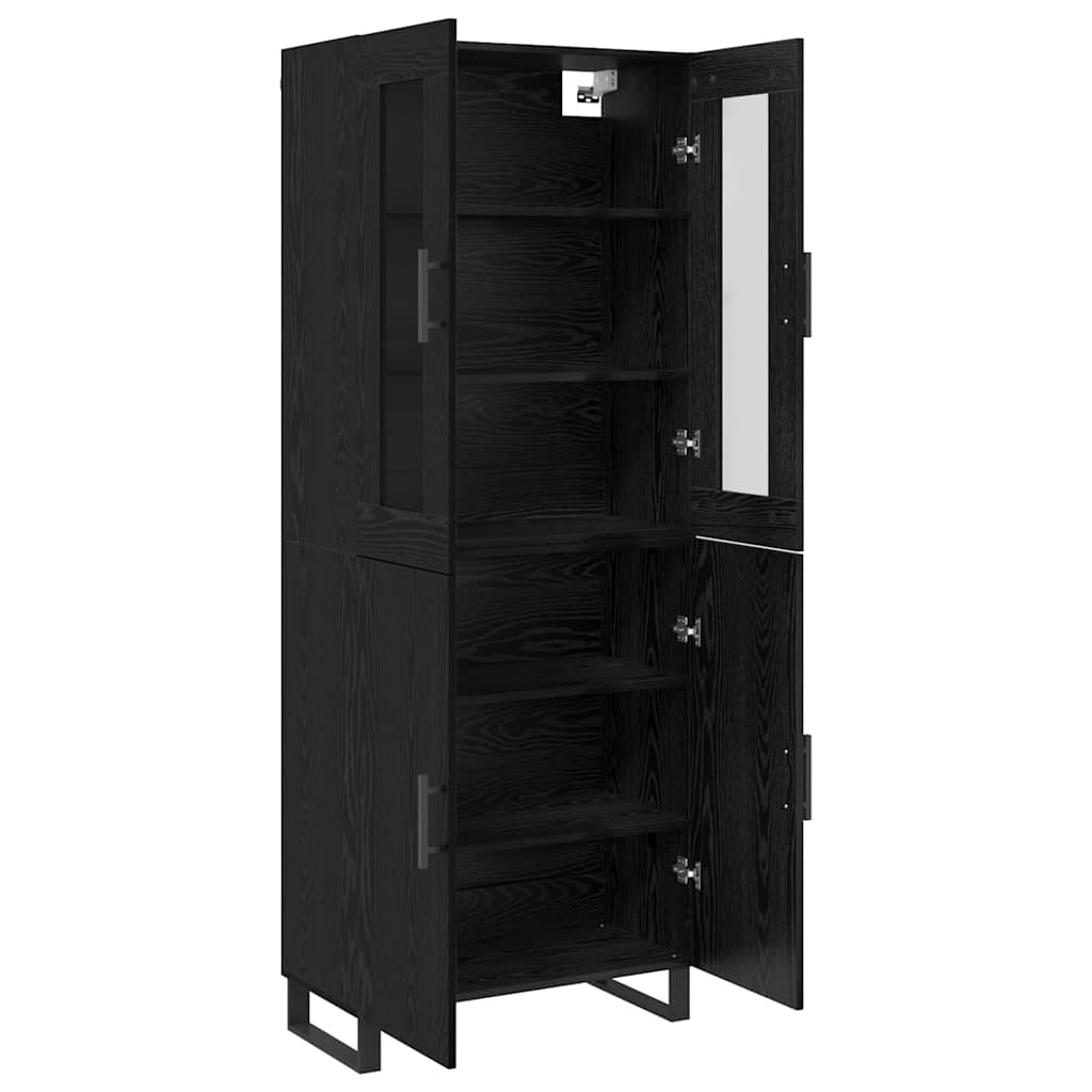 vidaXL Highboard 2 pcs Schwarz Eichen-Optik Holzwerkstoff