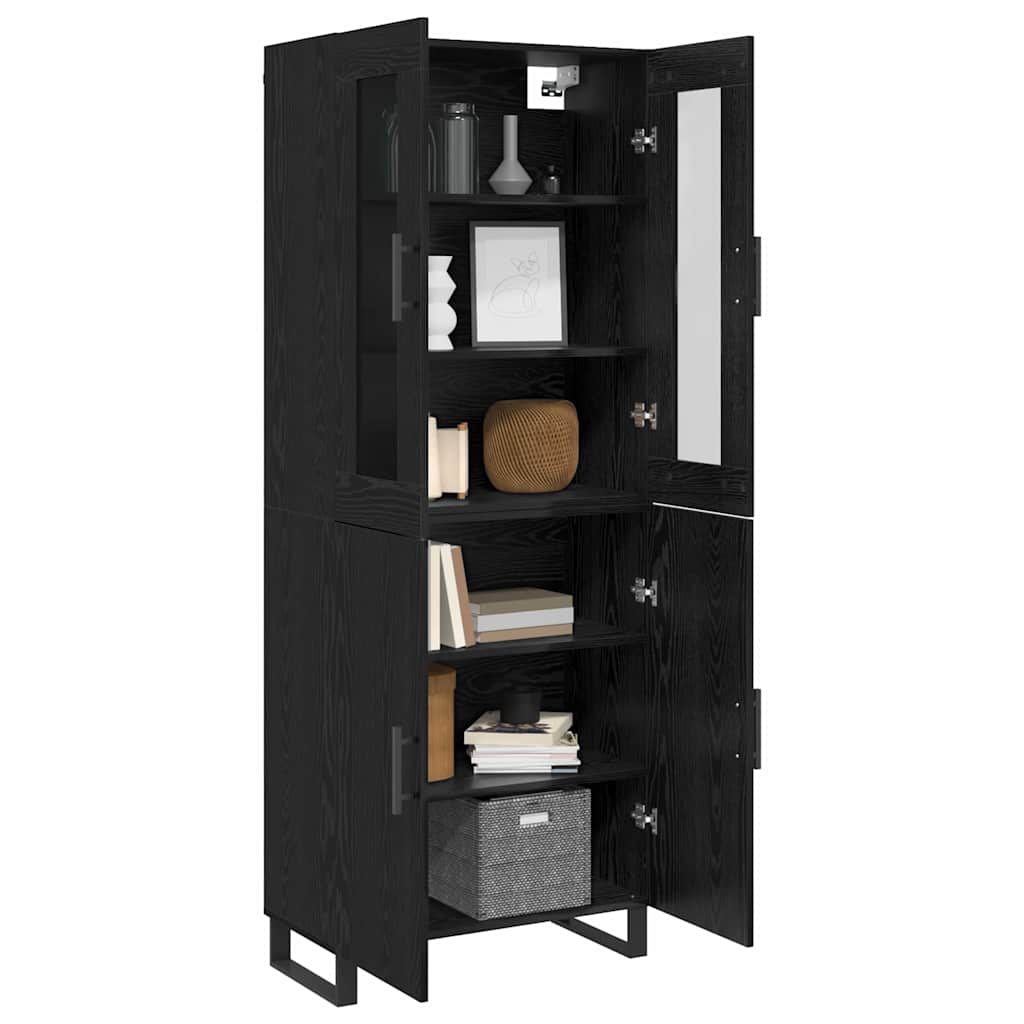 vidaXL Highboard 2 pcs Schwarz Eichen-Optik Holzwerkstoff