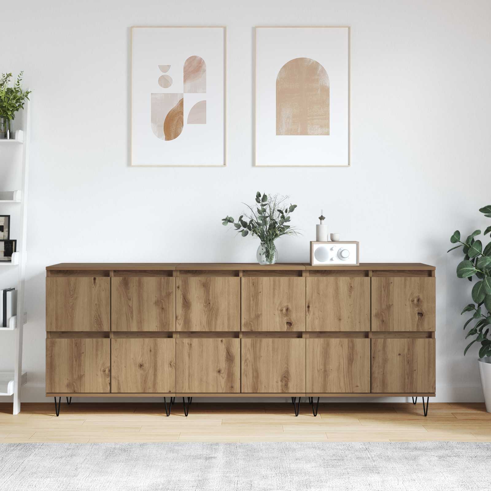 vidaXL Sideboards 3 pcs Artisan-Eiche