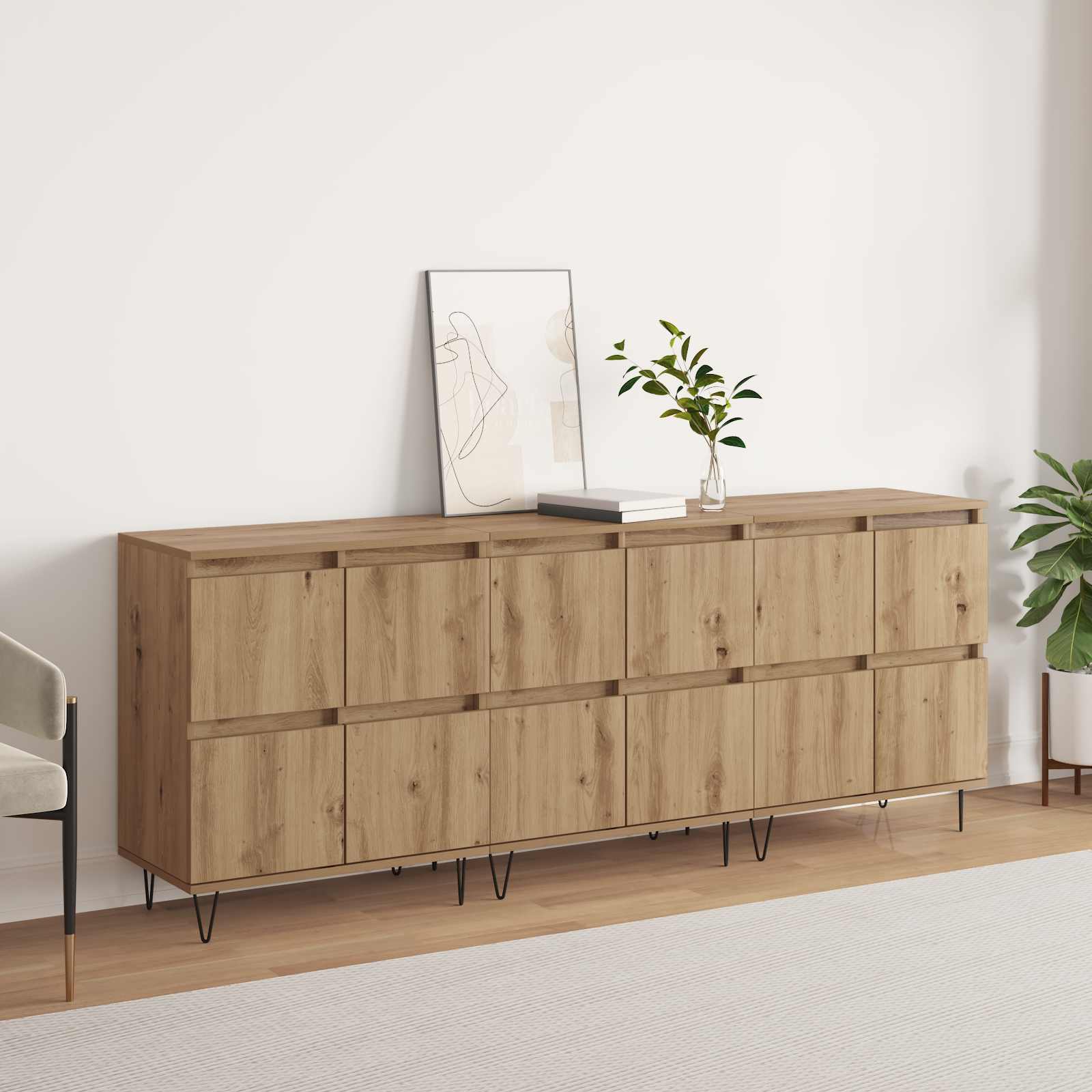 vidaXL Sideboards 3 pcs Artisan-Eiche