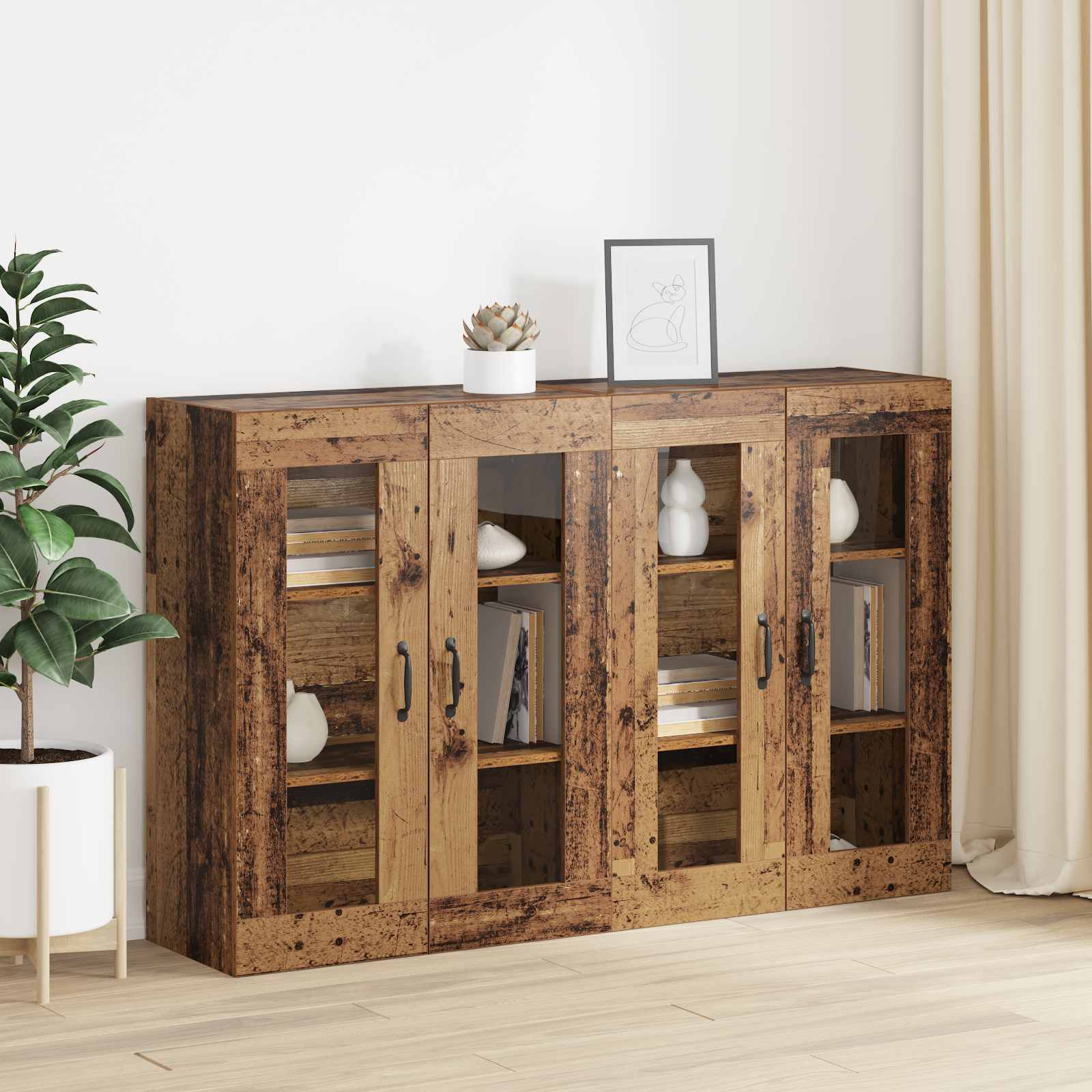 vidaXL Wandmontierte Schränke 2 pcs Altholz 69,5 x 34 x 90 cm