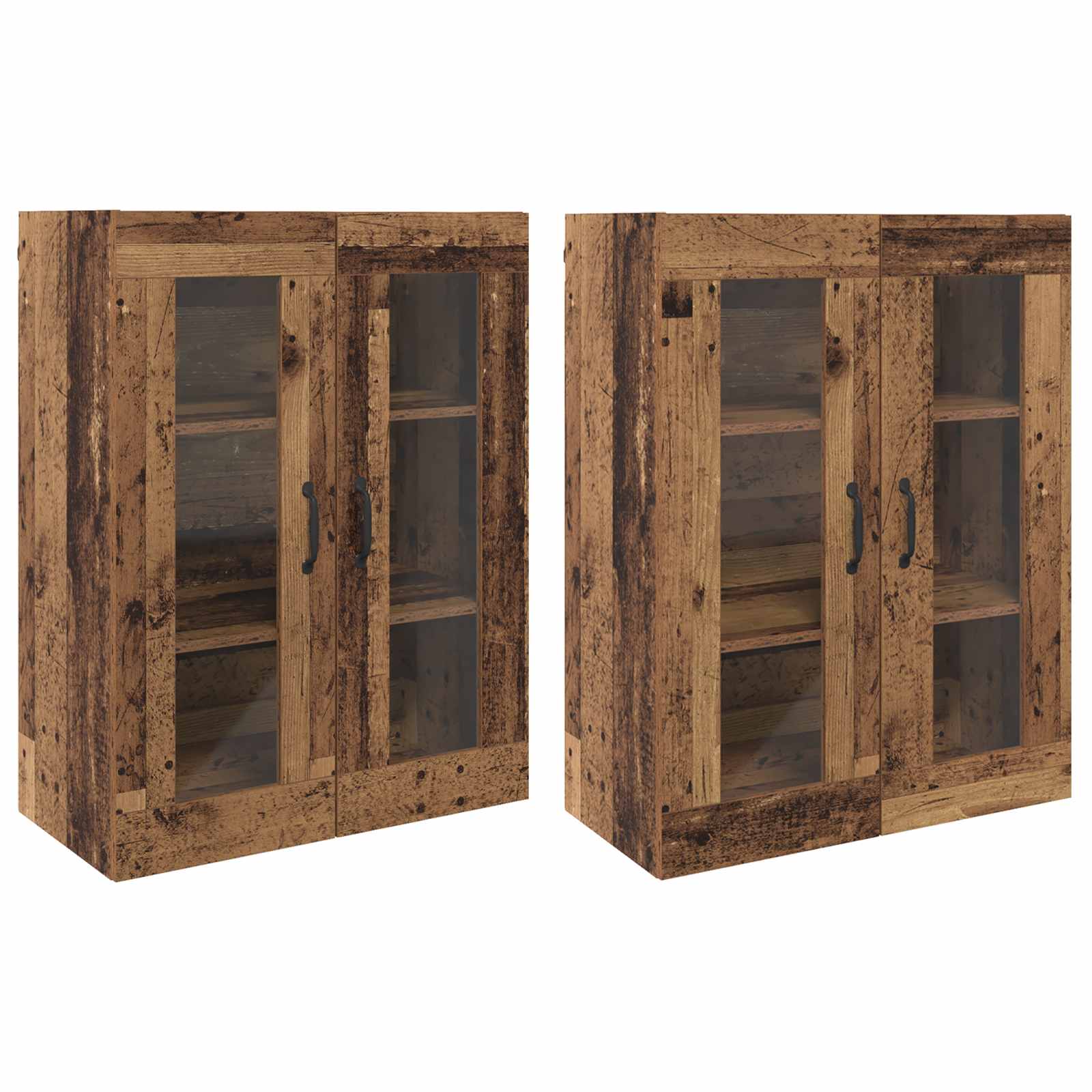 vidaXL Wandmontierte Schränke 2 pcs Altholz 69,5 x 34 x 90 cm