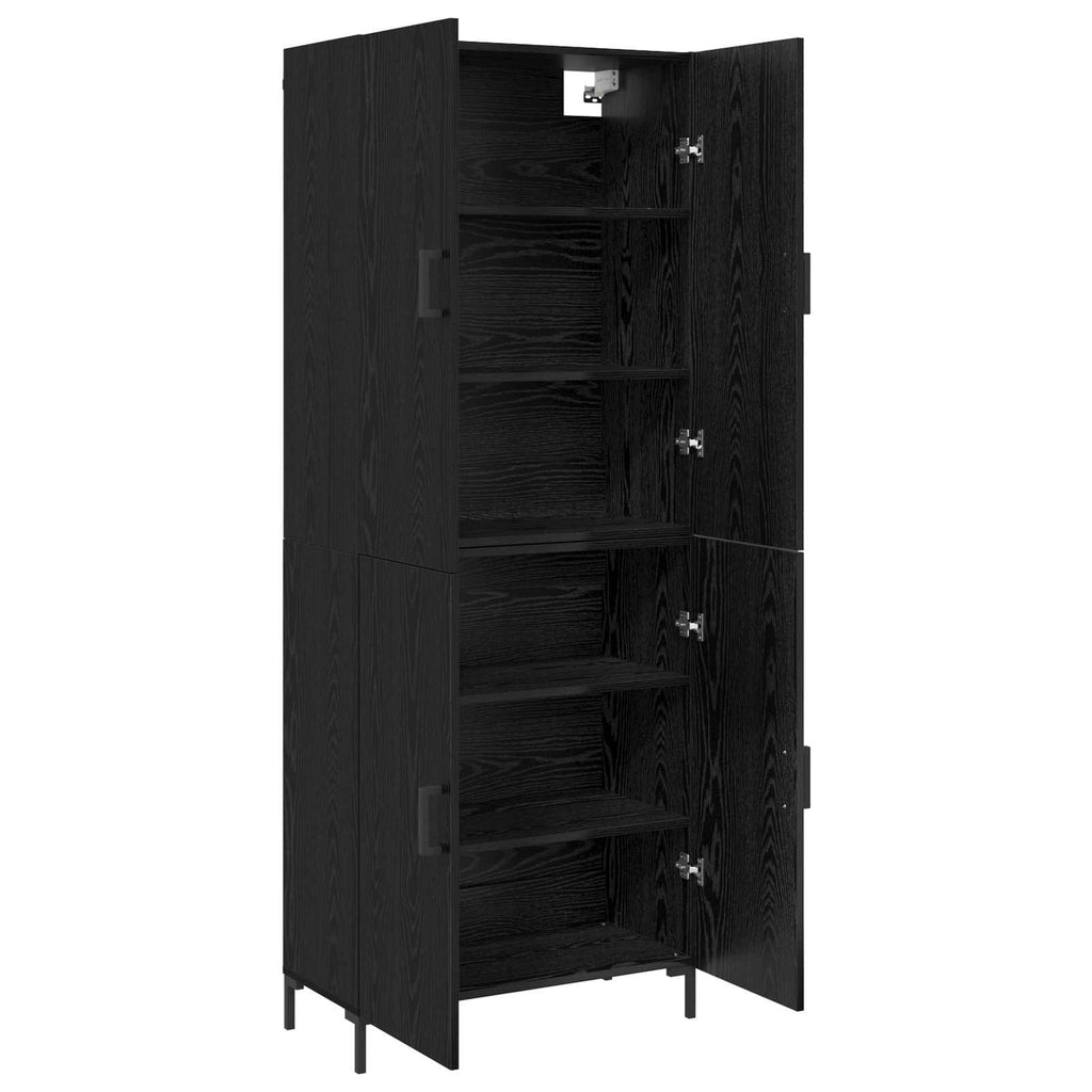 vidaXL Highboard Schwarz Eichen-Optik 69,5 x 34 x 180 cm Holzwerkstoff