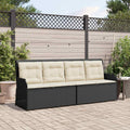 vidaXL Gartenbank mit Kissen Schwarz und Cremeweiß Poly-Rattan