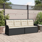 vidaXL Gartenbank mit Kissen Schwarz und Cremeweiß Poly-Rattan