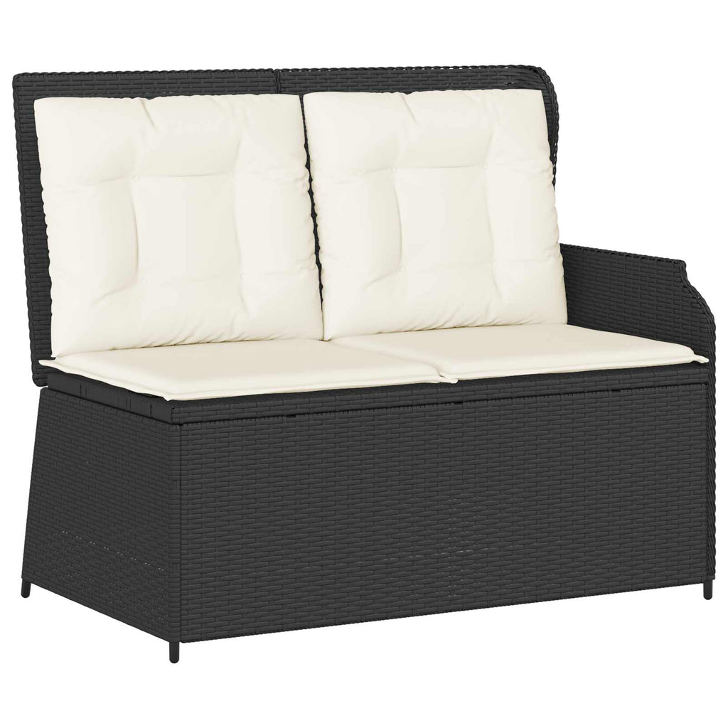 vidaXL Gartenbank mit Kissen Schwarz und Cremeweiß Poly-Rattan