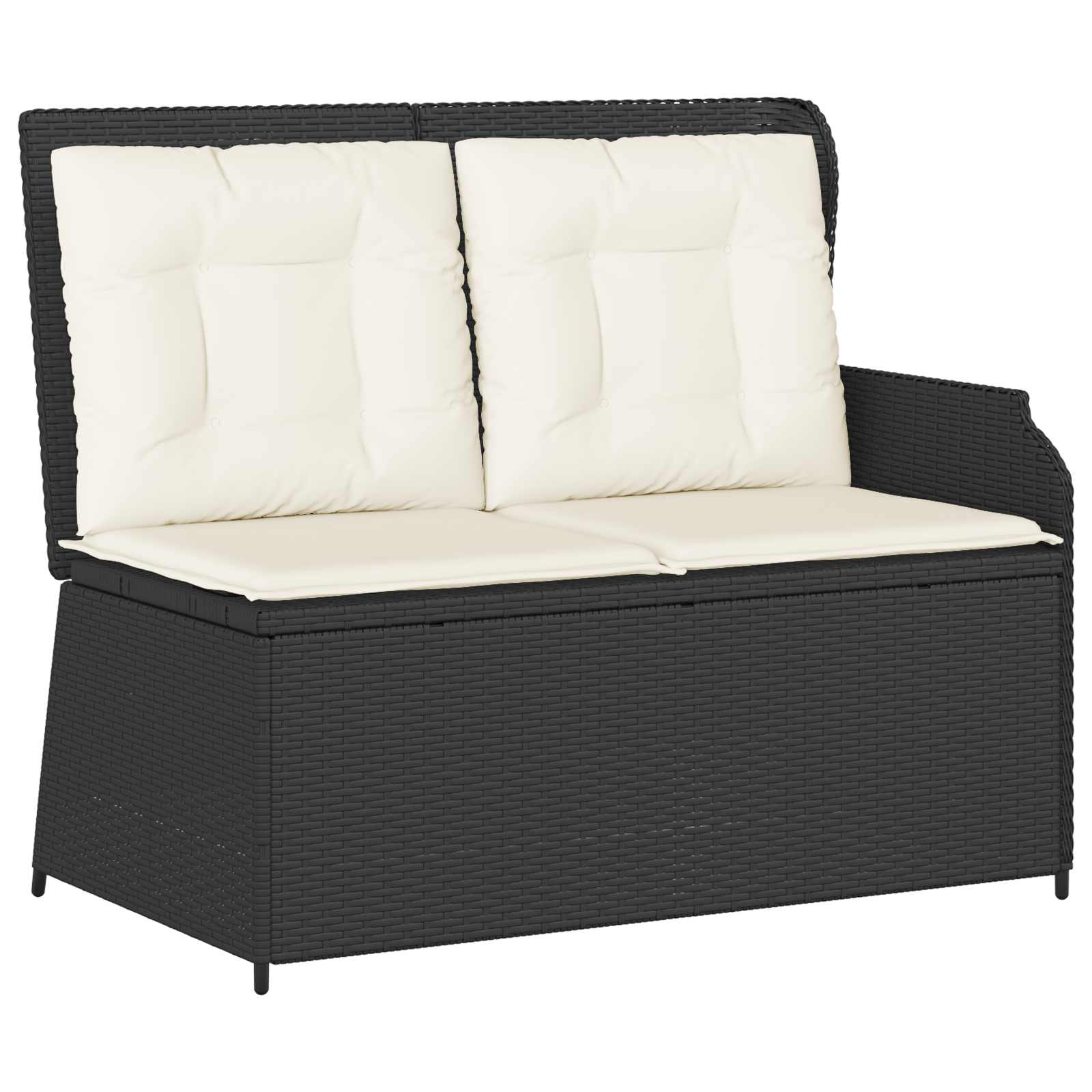 vidaXL Gartenbank mit Kissen Schwarz und Cremeweiß Poly-Rattan