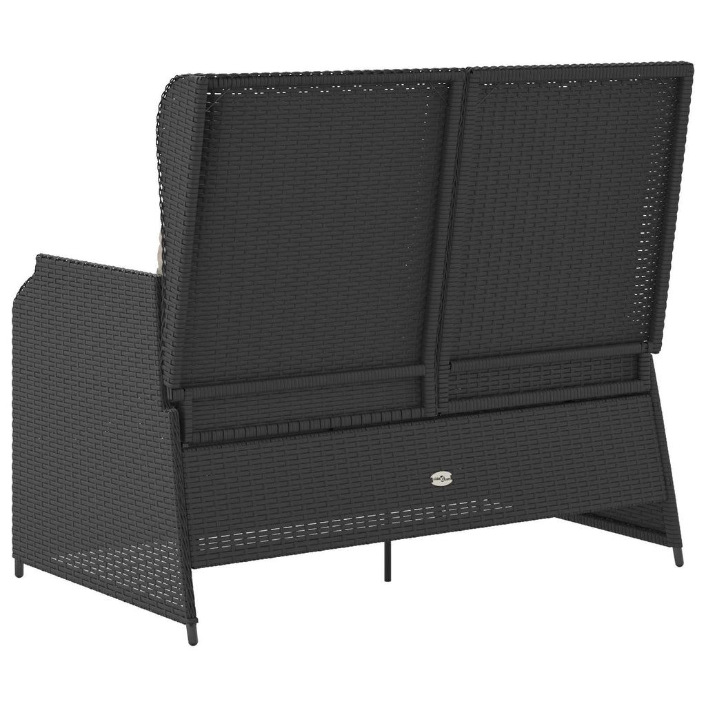 vidaXL Gartenbank mit Kissen Schwarz und Cremeweiß Poly-Rattan