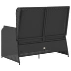 vidaXL Gartenbank mit Kissen Schwarz und Cremeweiß Poly-Rattan