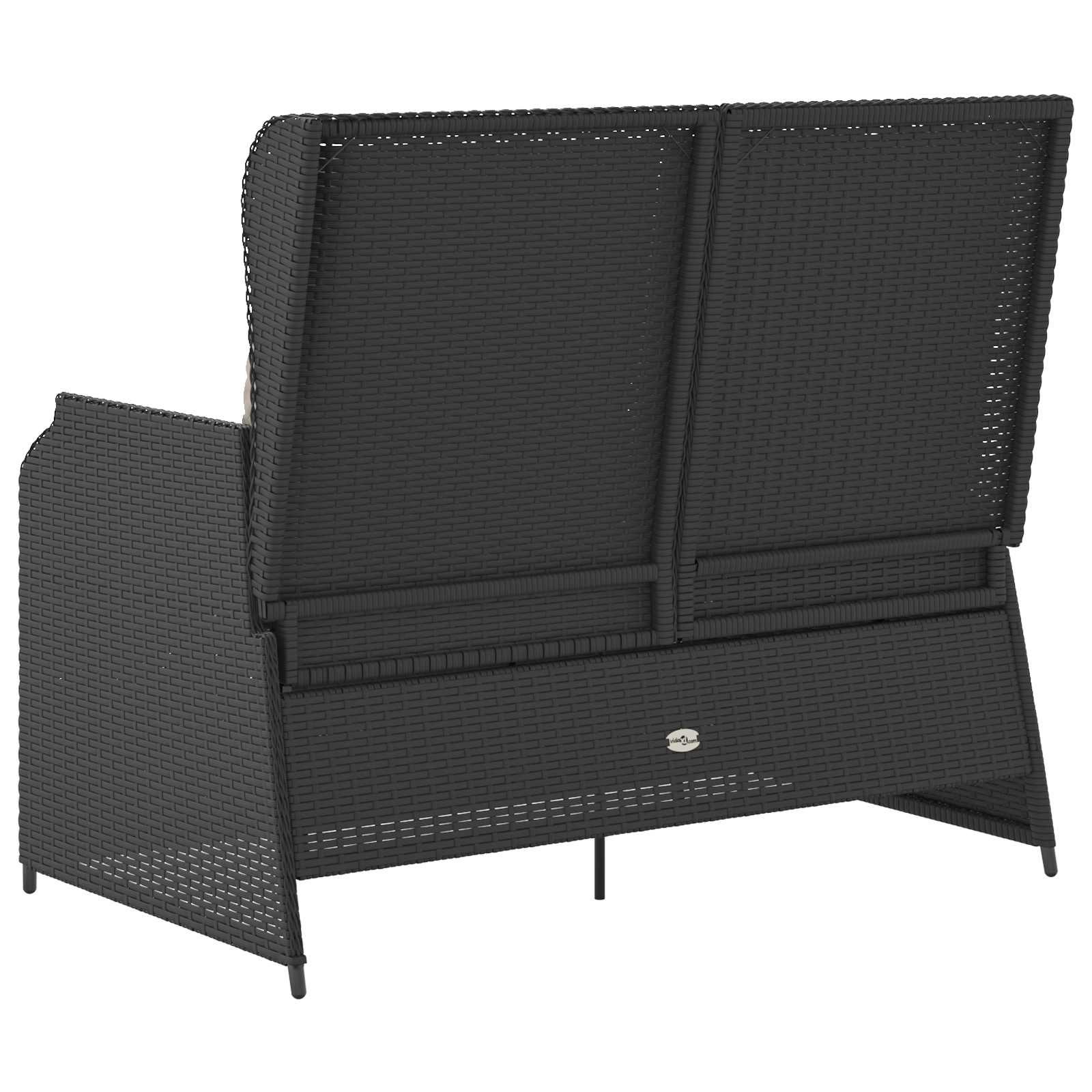 vidaXL Gartenbank mit Kissen Schwarz und Cremeweiß Poly-Rattan
