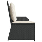 vidaXL Gartenbank mit Kissen Schwarz und Cremeweiß Poly-Rattan