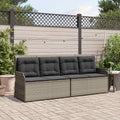 vidaXL Gartenbank mit Kissen Grau Poly-Rattan