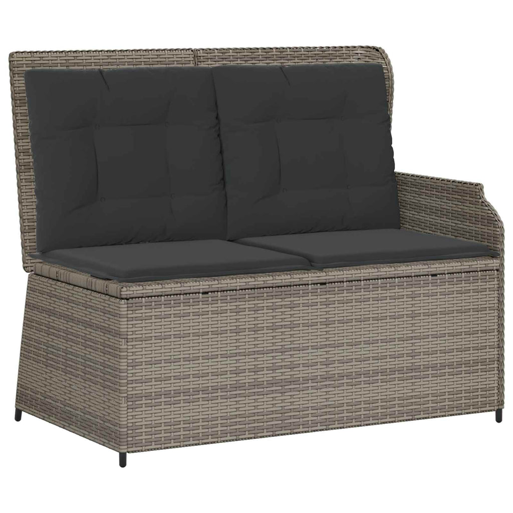 vidaXL Gartenbank mit Kissen Grau Poly-Rattan