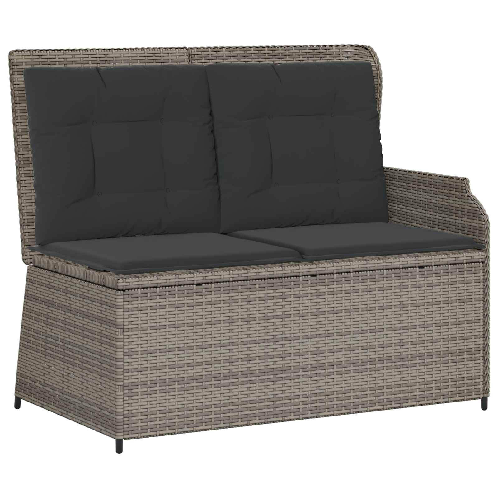 vidaXL Gartenbank mit Kissen Grau Poly-Rattan