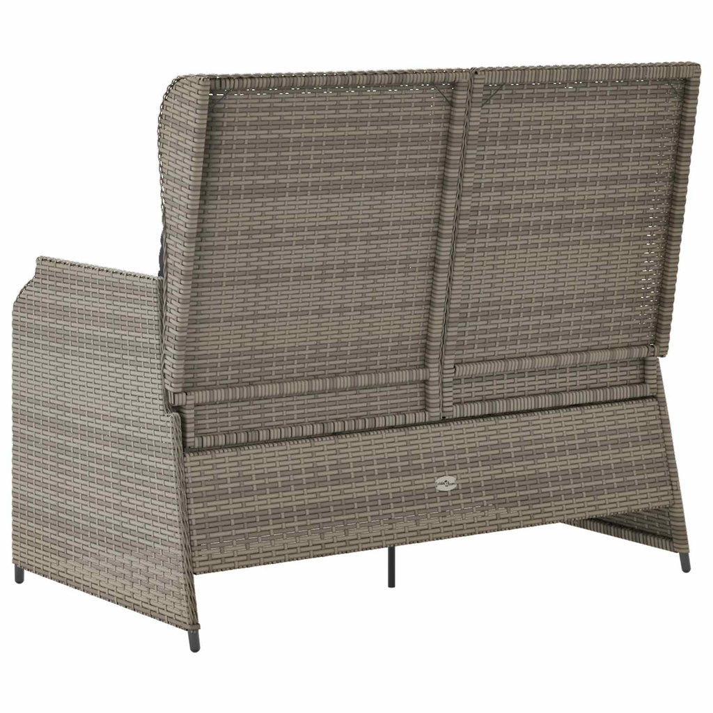 vidaXL Gartenbank mit Kissen Grau Poly-Rattan