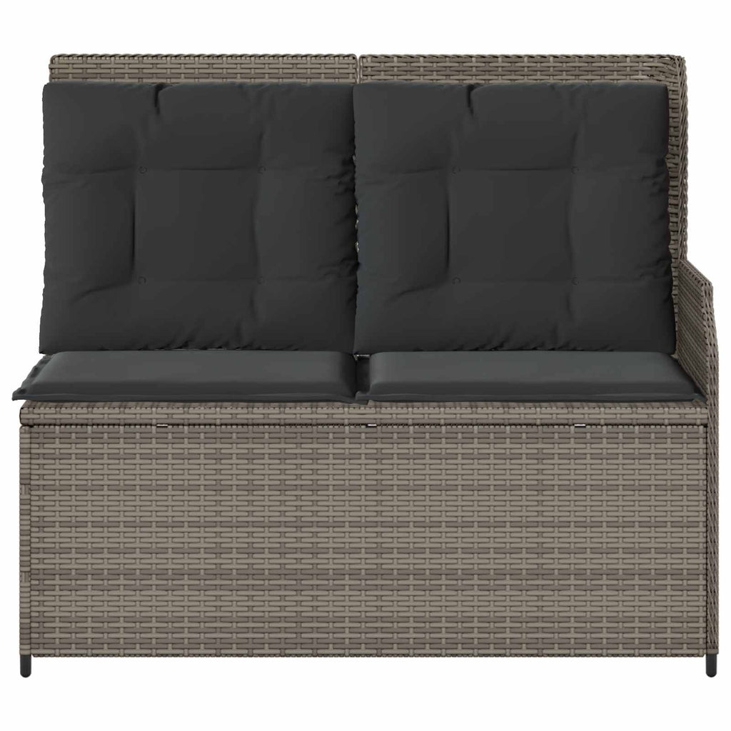 vidaXL Gartenbank mit Kissen Grau Poly-Rattan