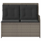 vidaXL Gartenbank mit Kissen Grau Poly-Rattan