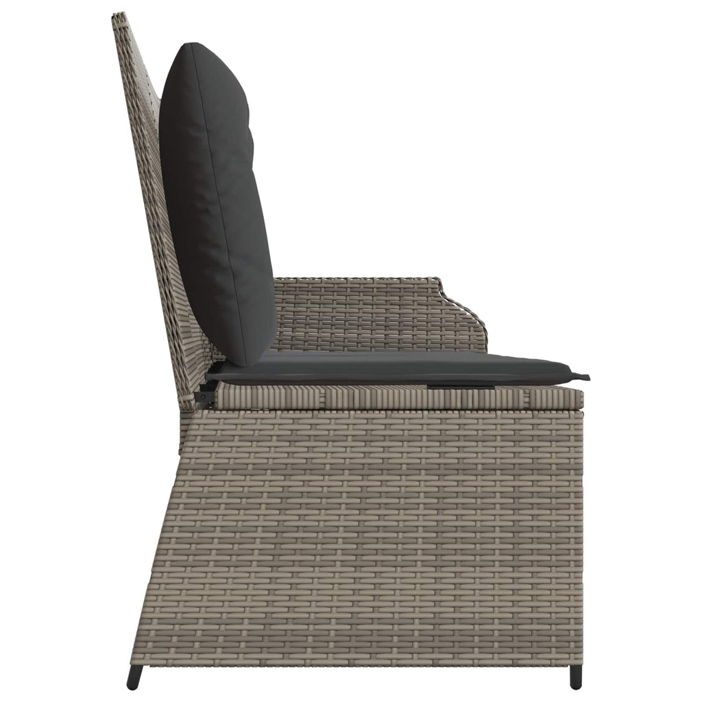 vidaXL Gartenbank mit Kissen Grau Poly-Rattan