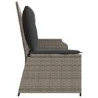 vidaXL Gartenbank mit Kissen Grau Poly-Rattan